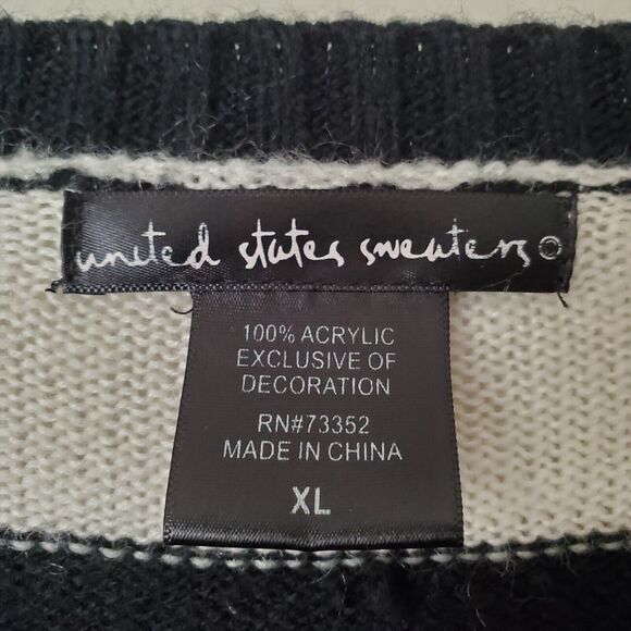 United States Sweaters Black XL Christmas Santa Sneakers Glasses Holiday Party - Picture 10 of 11